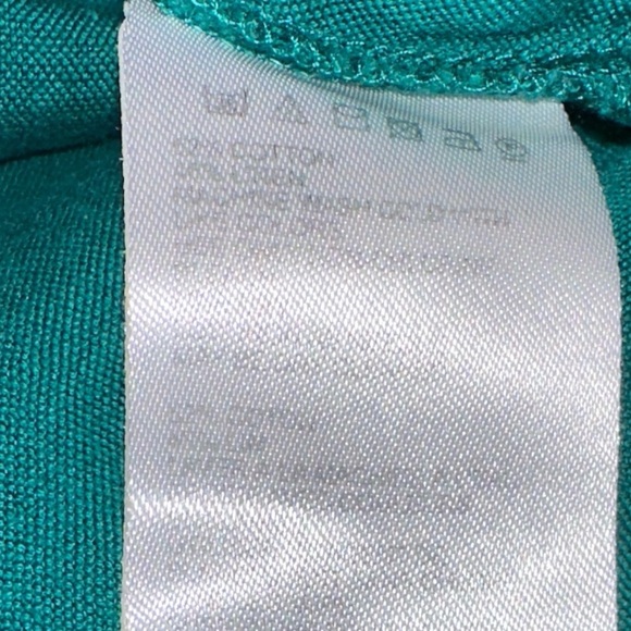 Urban Outfitters Teal/Green Cotton & Linen Blend Cropped Wrap Blouse size L - Picture 3 of 6